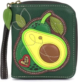 CHALA Zip Around Wallet, Wristlet, 8 Credit Card Slots, Sturdy Pu Leather - Avocado - dark green