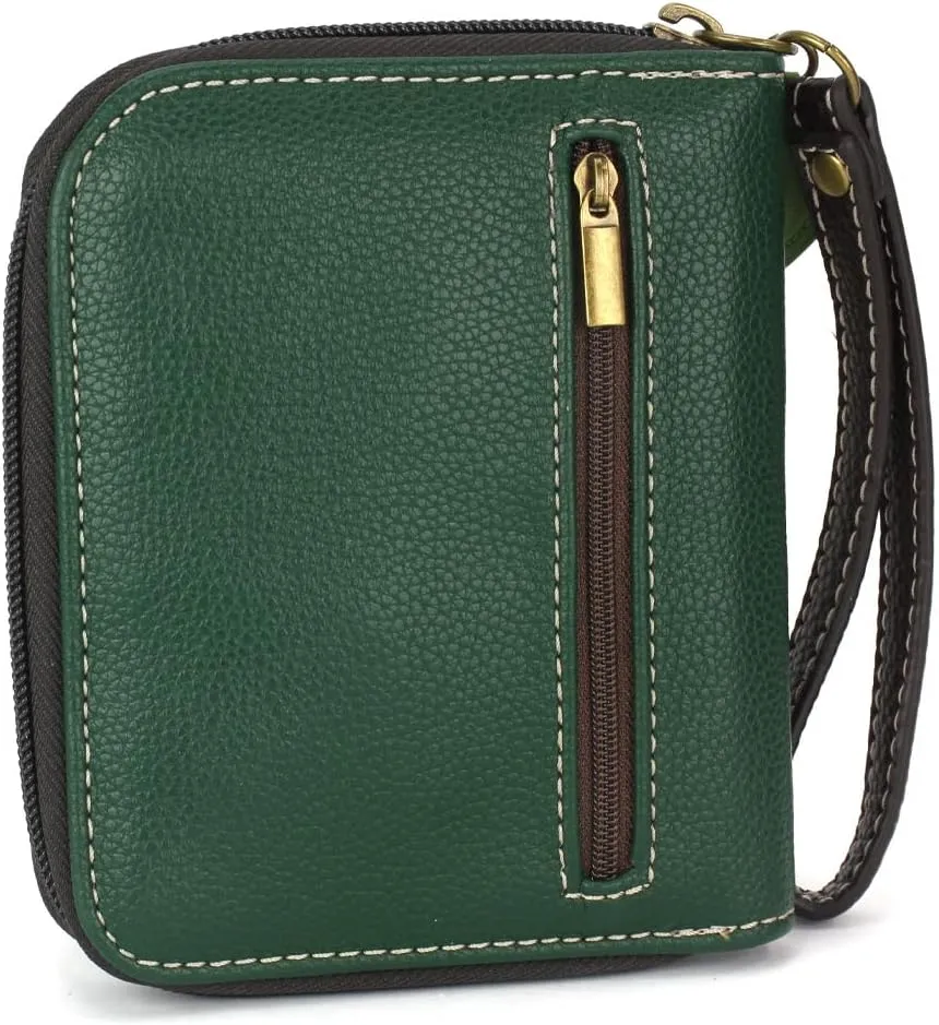 CHALA Zip Around Wallet, Wristlet, 8 Credit Card Slots, Sturdy Pu Leather - Avocado - dark green