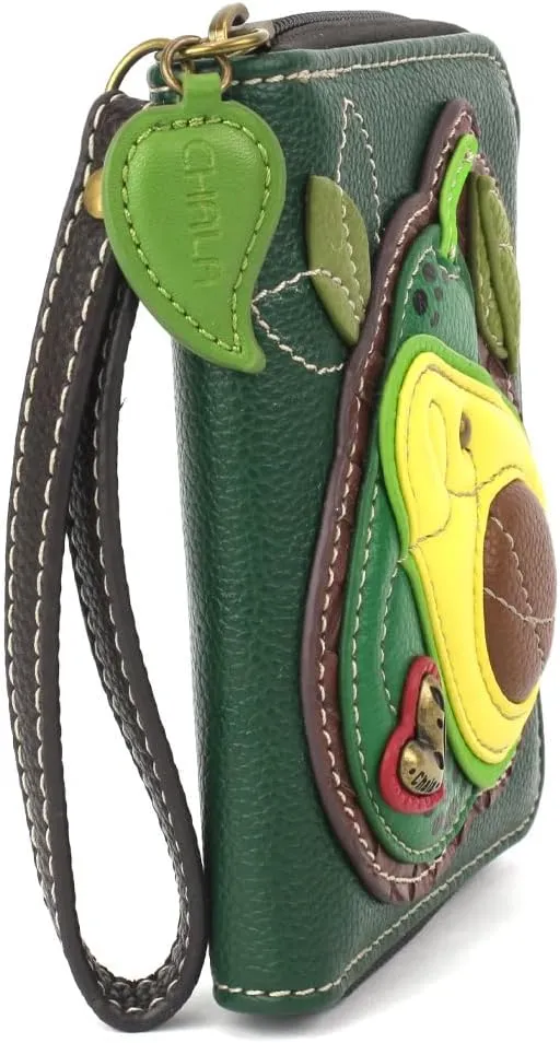 CHALA Zip Around Wallet, Wristlet, 8 Credit Card Slots, Sturdy Pu Leather - Avocado - dark green