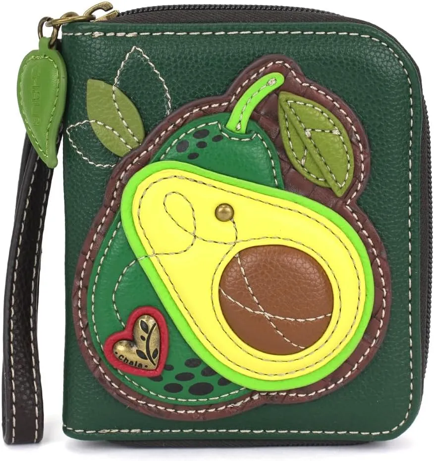 CHALA Zip Around Wallet, Wristlet, 8 Credit Card Slots, Sturdy Pu Leather - Avocado - dark green