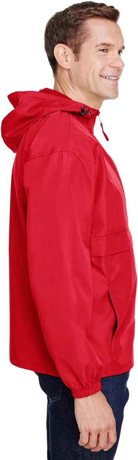 Champion Men's Anorak Jacket with Hood, Lightweight Water-Resistant Packable Nylon Hooded Jacket for Men, Iconic 'C' Logo