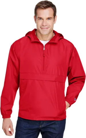 Champion Men's Anorak Jacket with Hood, Lightweight Water-Resistant Packable Nylon Hooded Jacket for Men, Iconic 'C' Logo