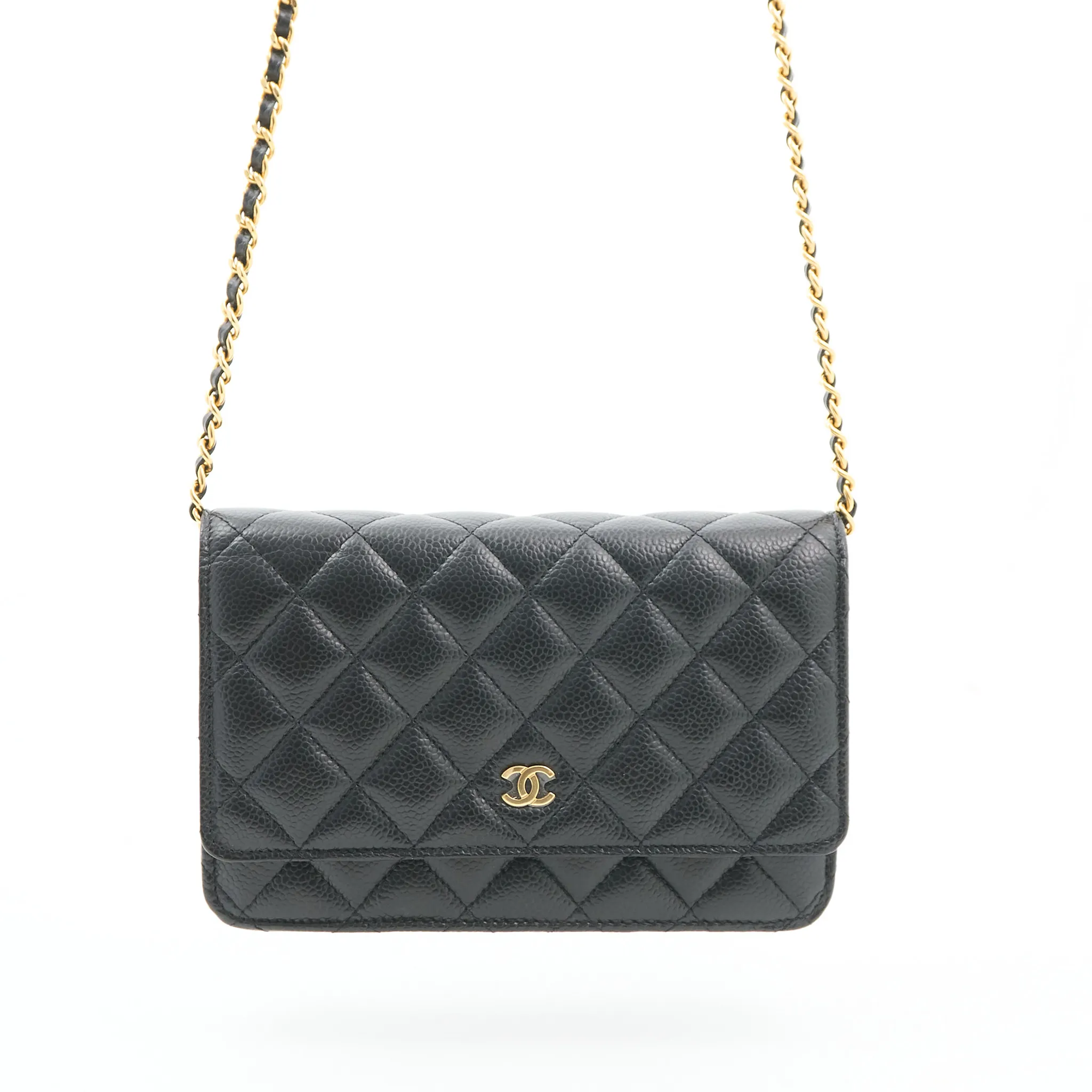 Chanel Caviar Black Wallet On Chain WOC GHW