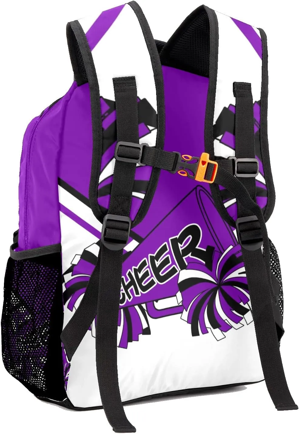 Cheerleader Purple White Personalized Backpack with Name Waterproof Bag for Birthday Holiday Gift for Travel Office Work