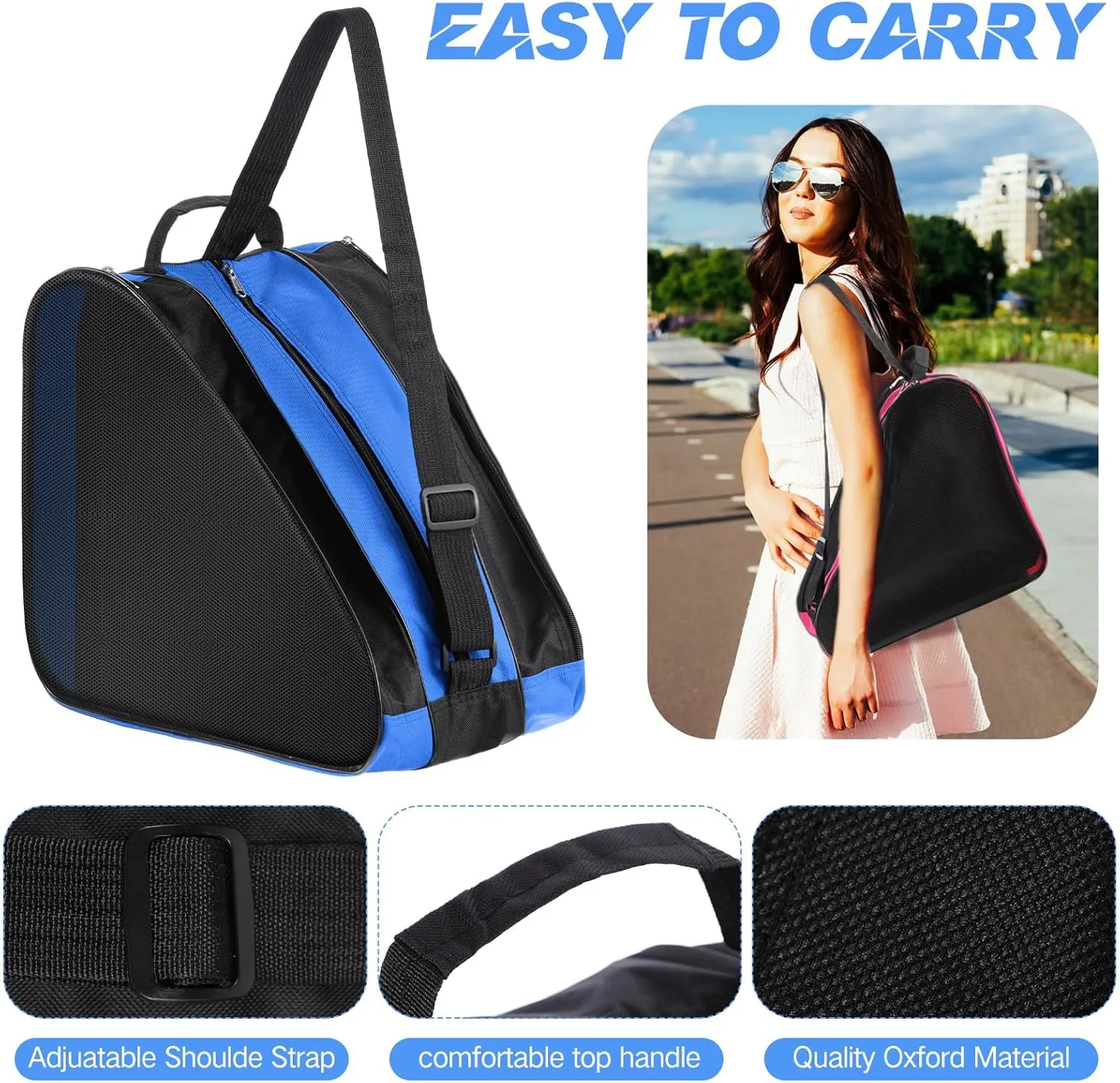 CHENGU Roller Skate Bag Large Capacity Breathable Ice Skate Bag with Adjustable Shoulder Strap Figure Skating Bag Skate Accessories for Boys Girls Adults
