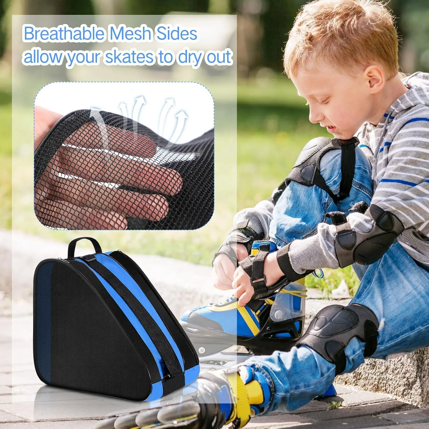 CHENGU Roller Skate Bag Large Capacity Breathable Ice Skate Bag with Adjustable Shoulder Strap Figure Skating Bag Skate Accessories for Boys Girls Adults