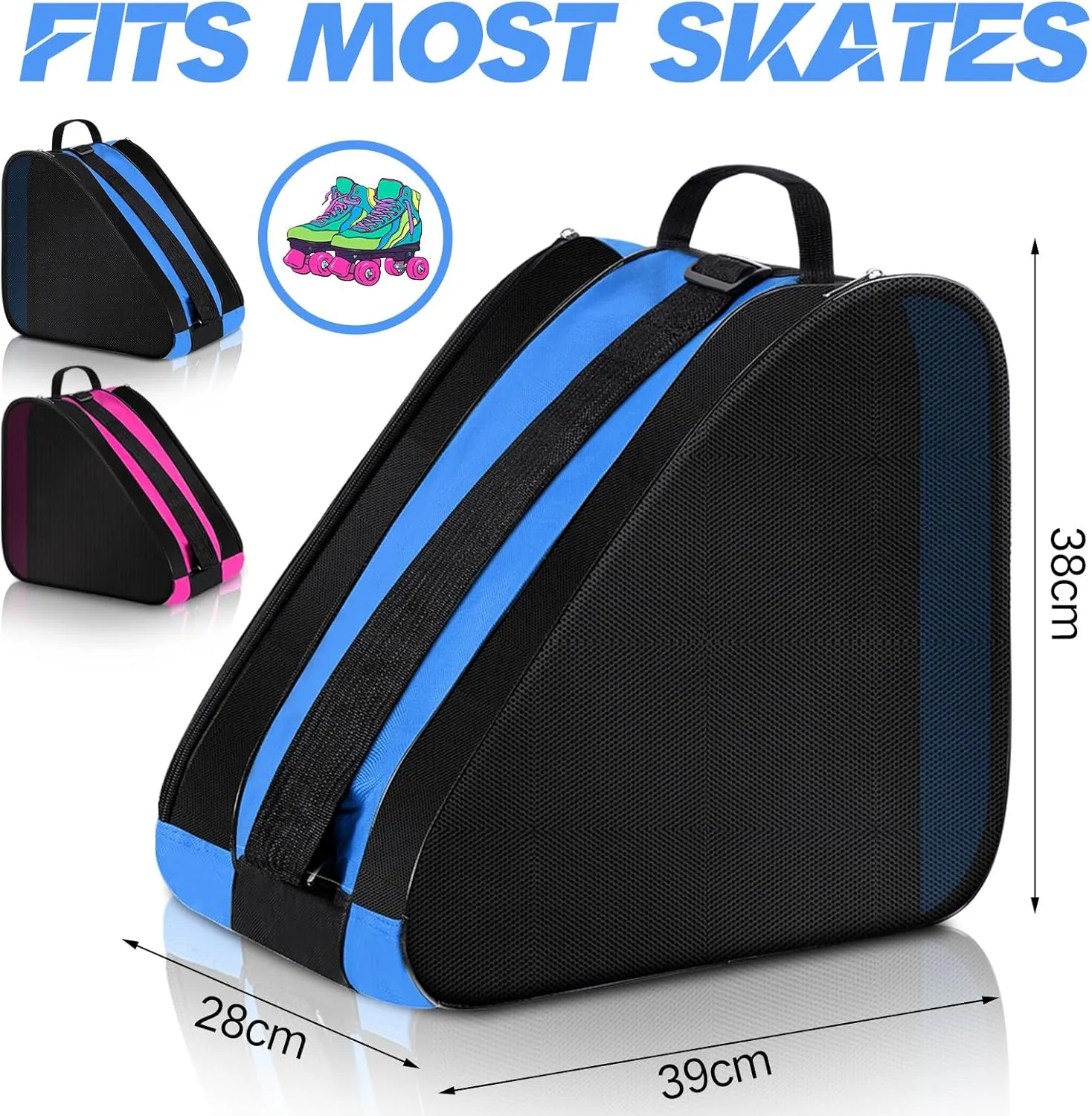 CHENGU Roller Skate Bag Large Capacity Breathable Ice Skate Bag with Adjustable Shoulder Strap Figure Skating Bag Skate Accessories for Boys Girls Adults