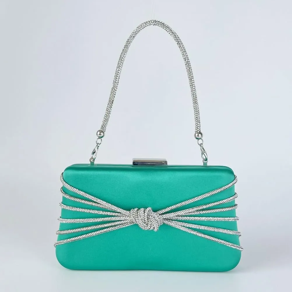 Chic Rhinestone Chain Knot Clutch - Stylish Evening Handbag for Women, Crossbody Party & Wedding Purse
