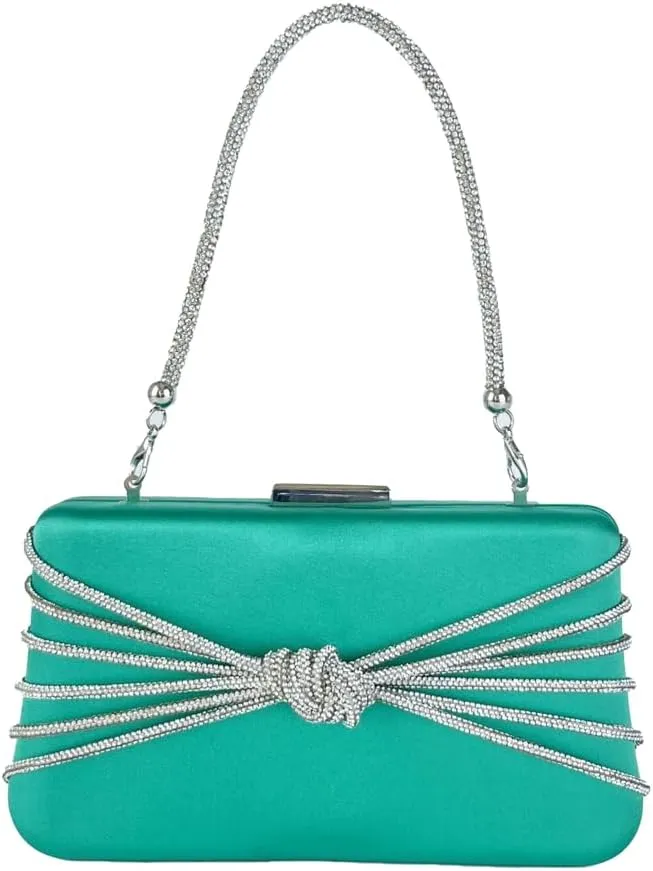 Chic Rhinestone Chain Knot Clutch - Stylish Evening Handbag for Women, Crossbody Party & Wedding Purse