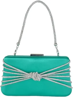 Chic Rhinestone Chain Knot Clutch - Stylish Evening Handbag for Women, Crossbody Party & Wedding Purse