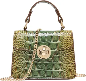Chic Women Crocodile Leather bags Mini Top-Handle Clutch Compact Evening Bag Stylish Accessory for Essentials