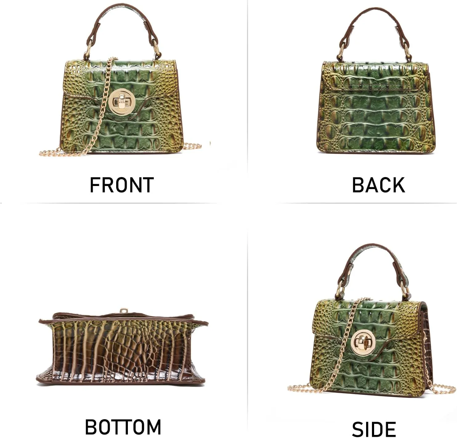 Chic Women Crocodile Leather bags Mini Top-Handle Clutch Compact Evening Bag Stylish Accessory for Essentials