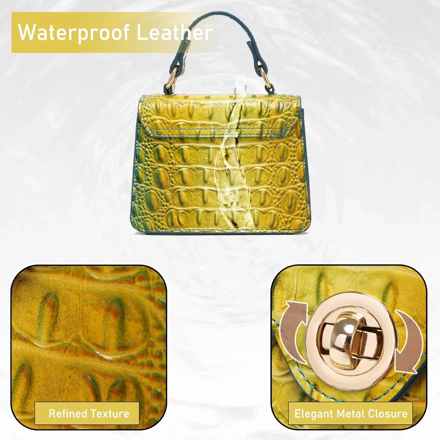 Chic Women Crocodile Leather bags Mini Top-Handle Clutch Compact Evening Bag Stylish Accessory for Essentials