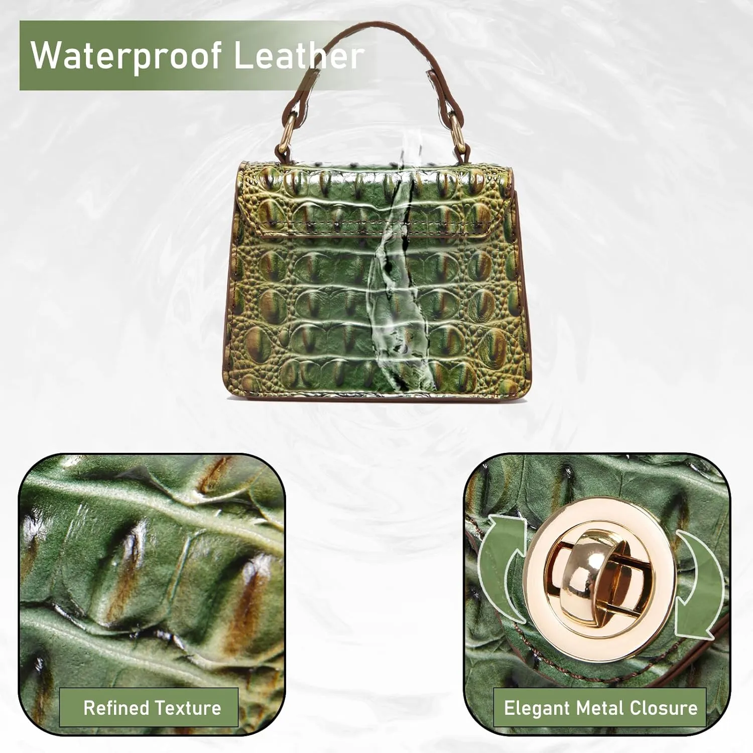 Chic Women Crocodile Leather bags Mini Top-Handle Clutch Compact Evening Bag Stylish Accessory for Essentials