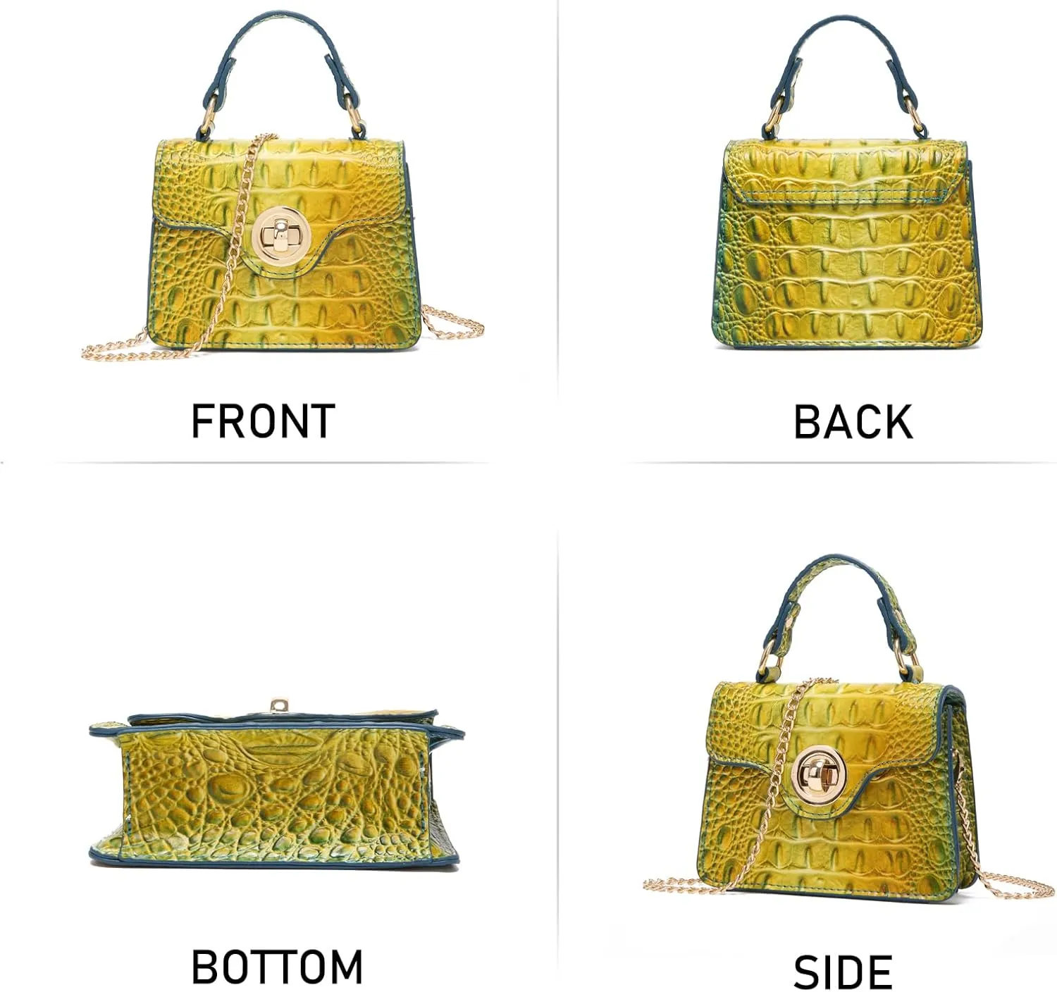 Chic Women Crocodile Leather bags Mini Top-Handle Clutch Compact Evening Bag Stylish Accessory for Essentials