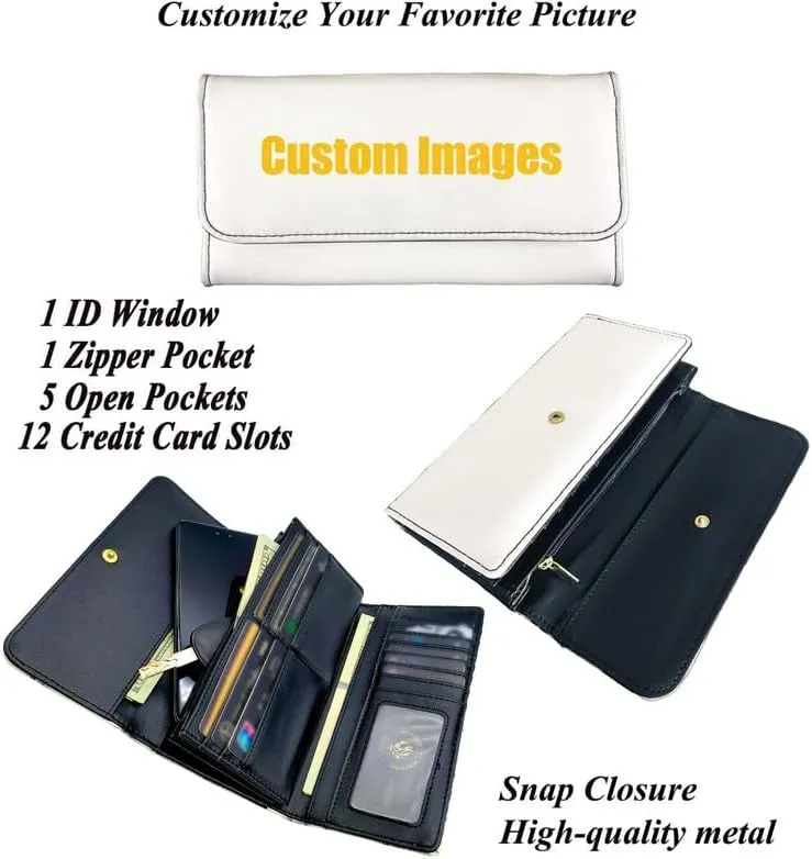 Chinese Gold Dragon PU Leather Clutch Multi Card Slot, Traditional Chinese Loong Large Ladies Wallets Sophisticated Tri-Fold Dragons Lucky Clouds Design PU Leather Wallet
