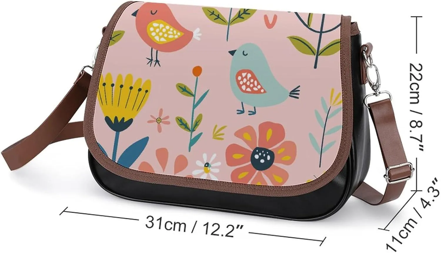 Chinese Style Landscape Crossbody Bags for Women Travel Shoulder Bag Small Leather Cross Body Handbags