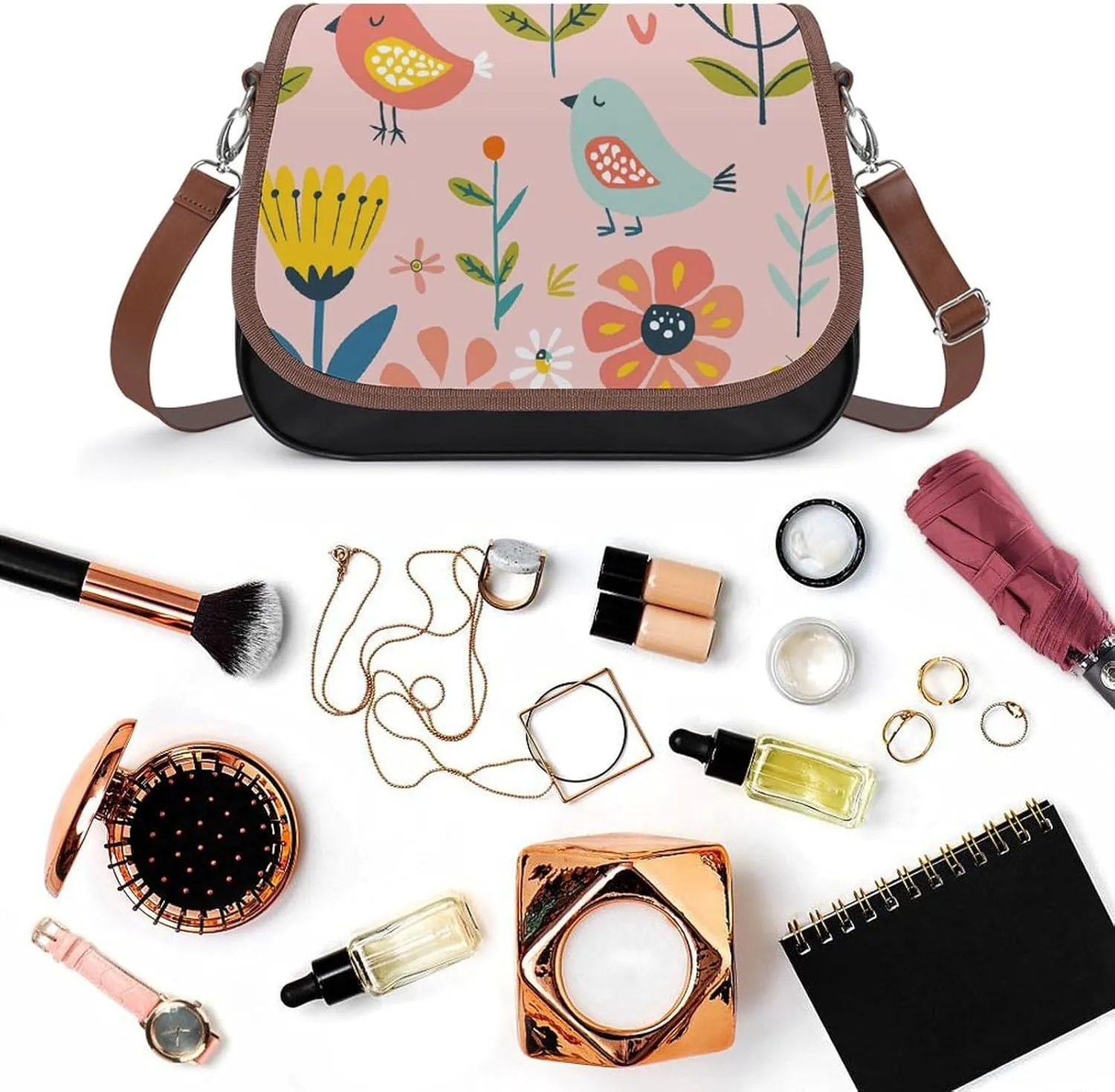 Chinese Style Landscape Crossbody Bags for Women Travel Shoulder Bag Small Leather Cross Body Handbags