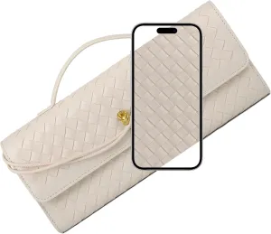 Christmas Gifts- Crossbody Bags for Women, Woven Evening Bag Handbag Vegan Leather Clutch Purse (Beige)