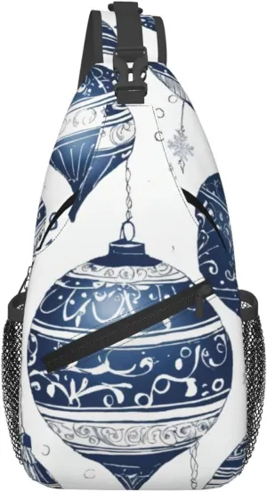 Christmas Ornaments Print Diagonally Sling Bag Cross Bag Adjustable Strap Compact Crossbody Bag Travel Bag