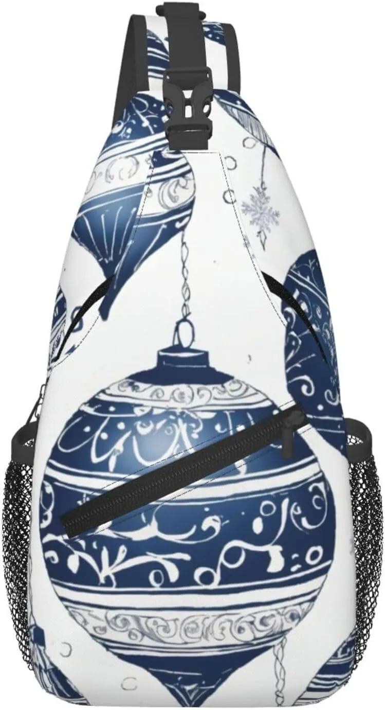 Christmas Ornaments Print Diagonally Sling Bag Cross Bag Adjustable Strap Compact Crossbody Bag Travel Bag
