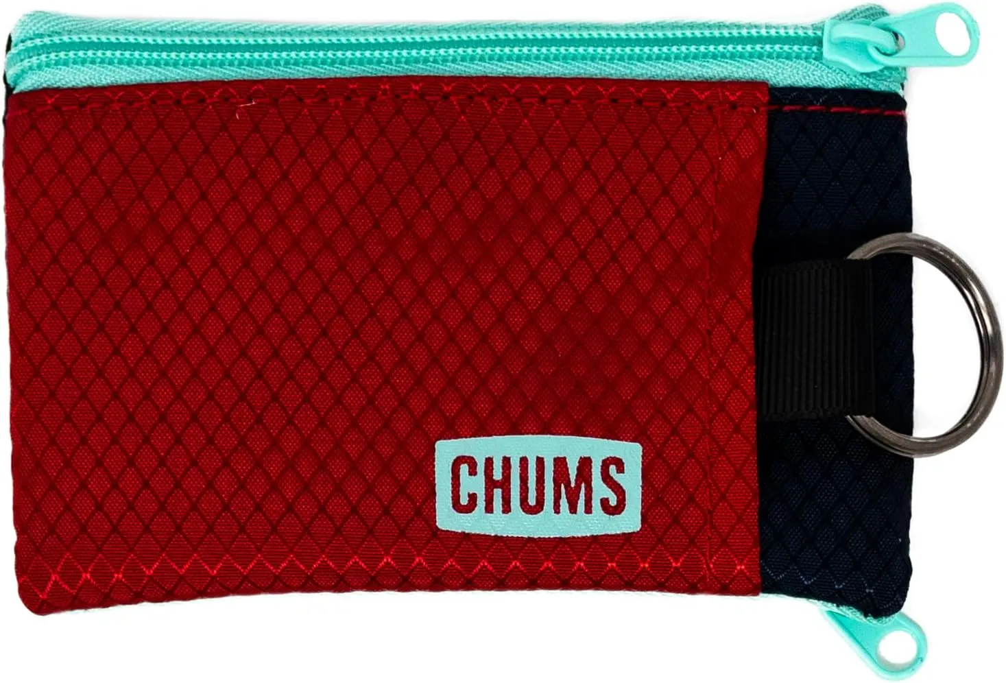 Chums Surfshorts Wallet - Lightweight Slim Wallet with RFID Blocking Card & Clear ID Window - Zippered, Minimalist Wallet w/Key Ring - Solid Colors