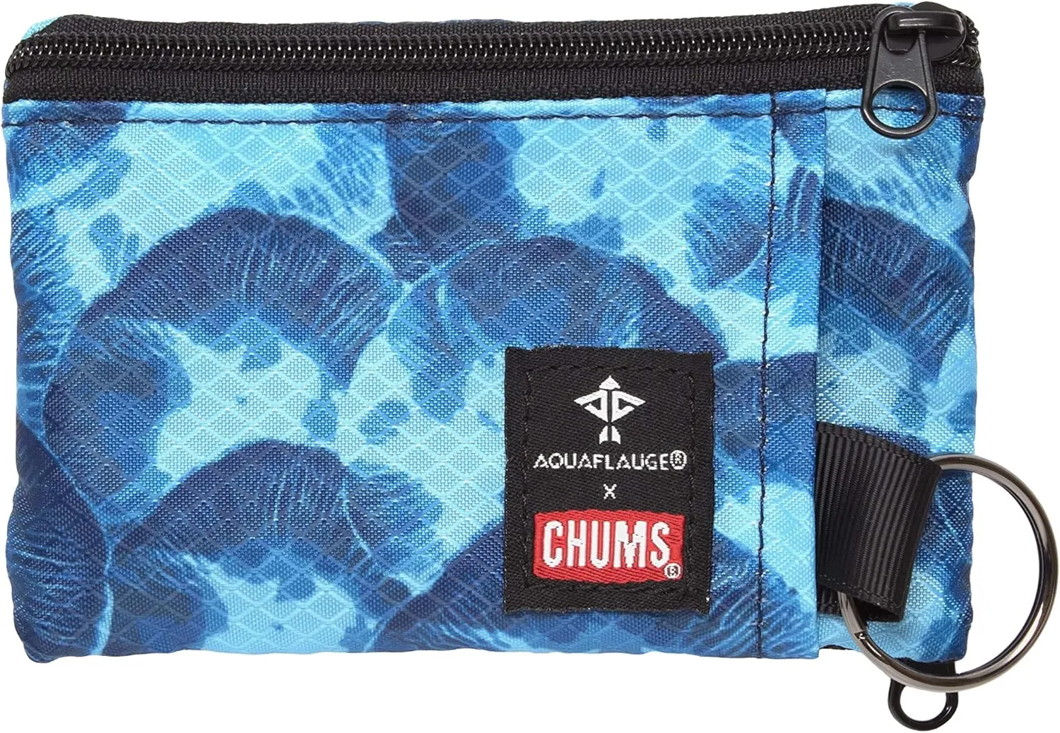 Chums Surfshorts Wallet - Lightweight Zippered Minimalist Wallet with Clear ID Window - Water Resistant with Key Ring