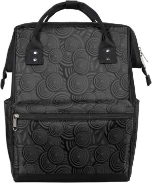 Circle Concentric Diaper Backpack Multi-functional Travel Diaper Bag Black Back Pack Daypack Water-resistant Diaper Bag Backpack with Stroller Strapes for Women Men