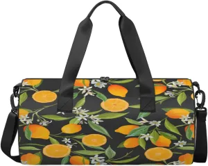 Citrus Garden Pattern Sports Duffel Bag with Shoulder Strap, Large Capacity Gym Bag with Shoe Compartment, Water Resistant Travel Duffle Bag for Men Women Travel, Sports (17.6x9x9 Inch)