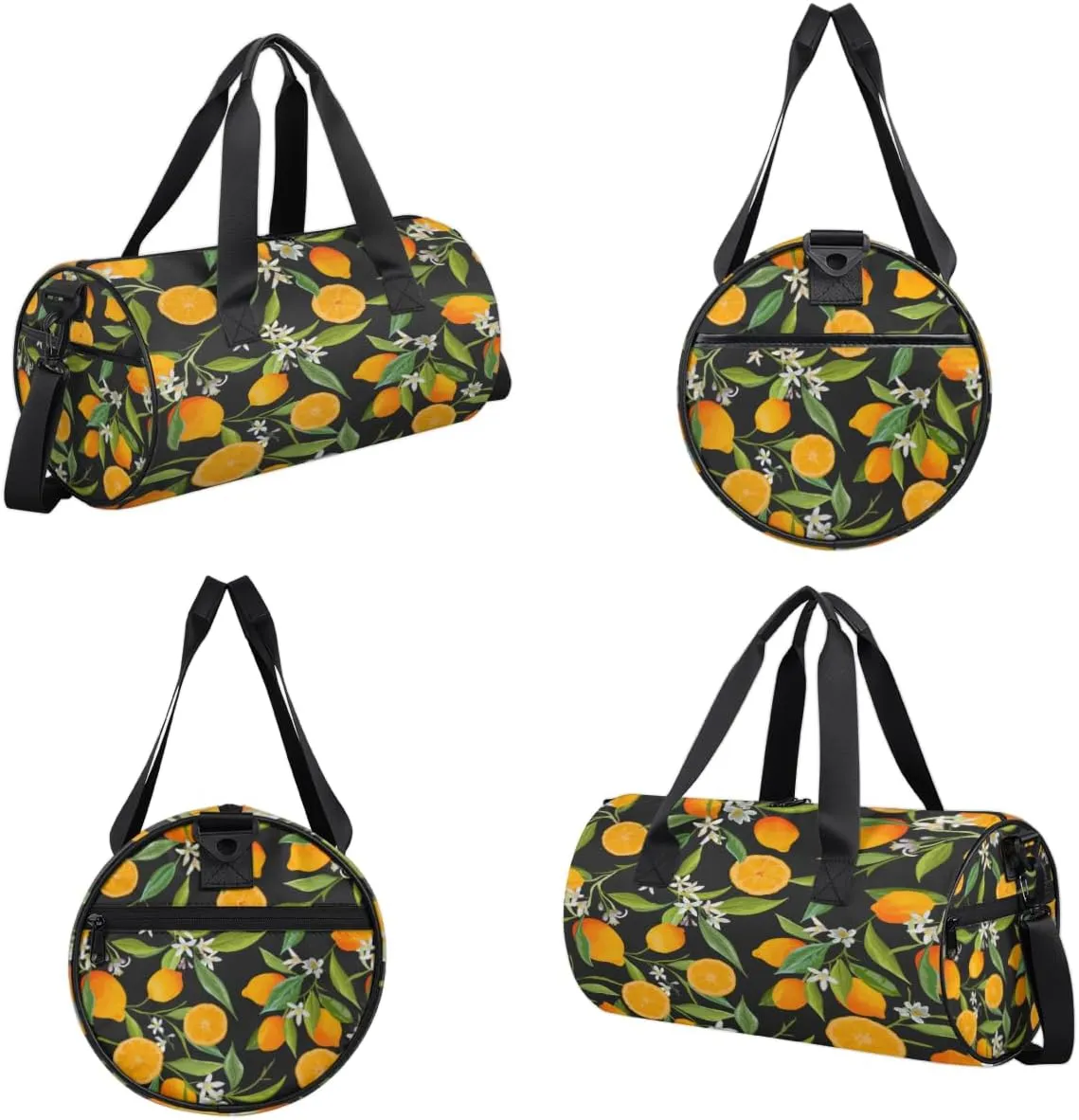 Citrus Garden Pattern Sports Duffel Bag with Shoulder Strap, Large Capacity Gym Bag with Shoe Compartment, Water Resistant Travel Duffle Bag for Men Women Travel, Sports (17.6x9x9 Inch)