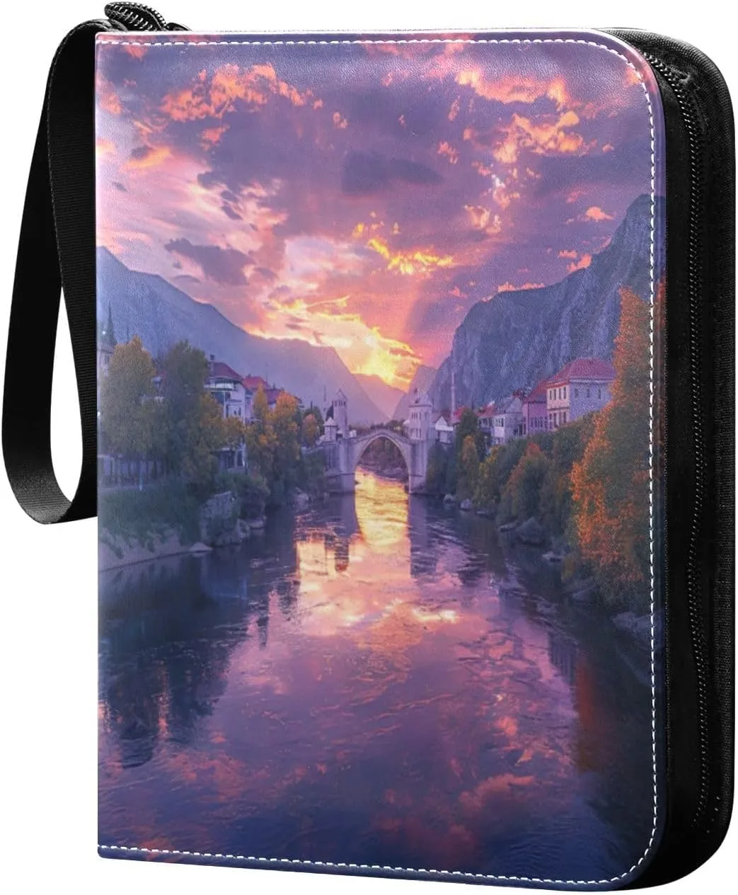 City Colorful Sky Card Binder 4-Pocket, 400 Pockets Card Holder with 50 Removable Sleeves and Zipper for Games Baseball Football Sports Card