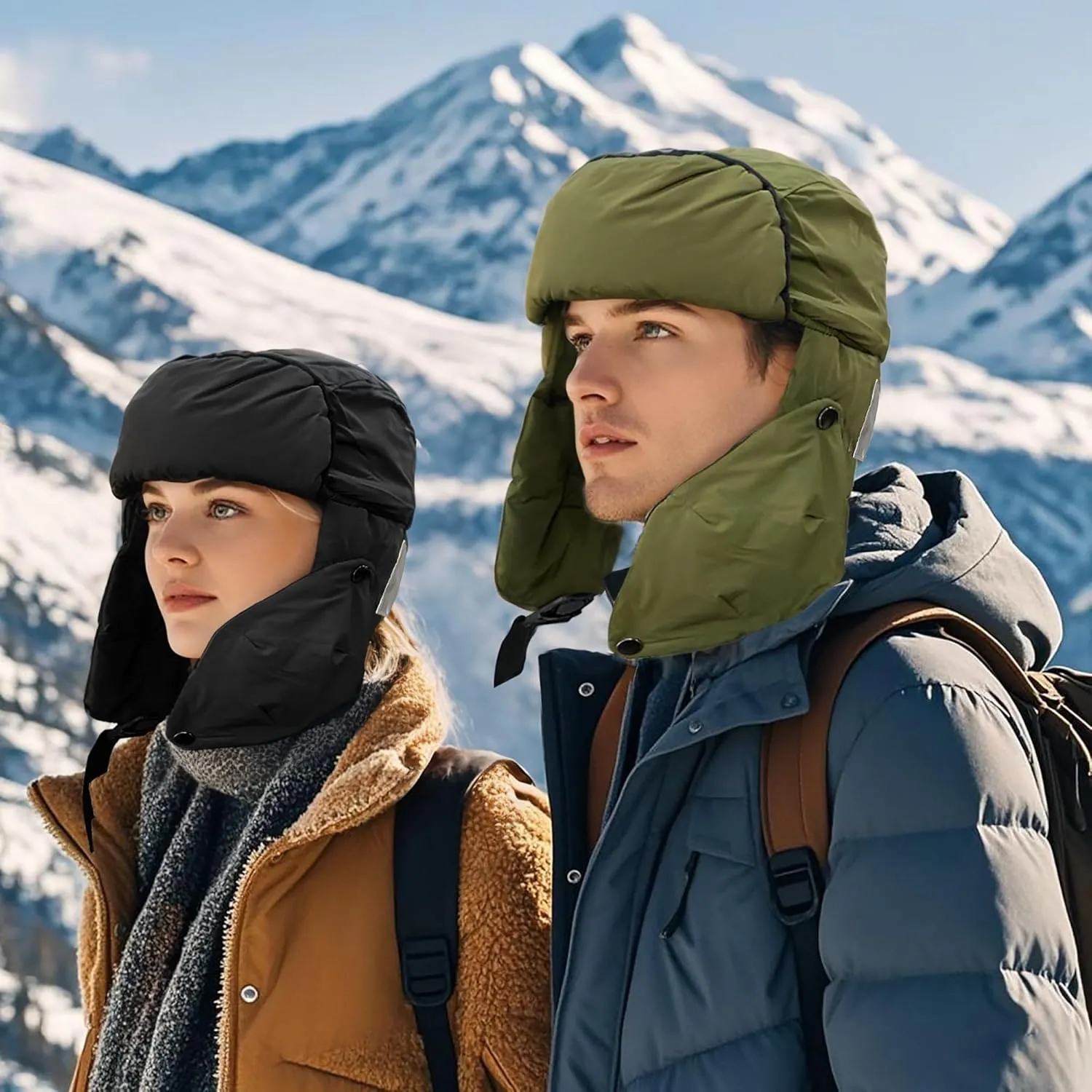 Clakllie Waterproof Trapper Hat with Earflaps Facemask Winter Ushanka Russian Eskimo Cap Warm Trooper Hats for Skiing