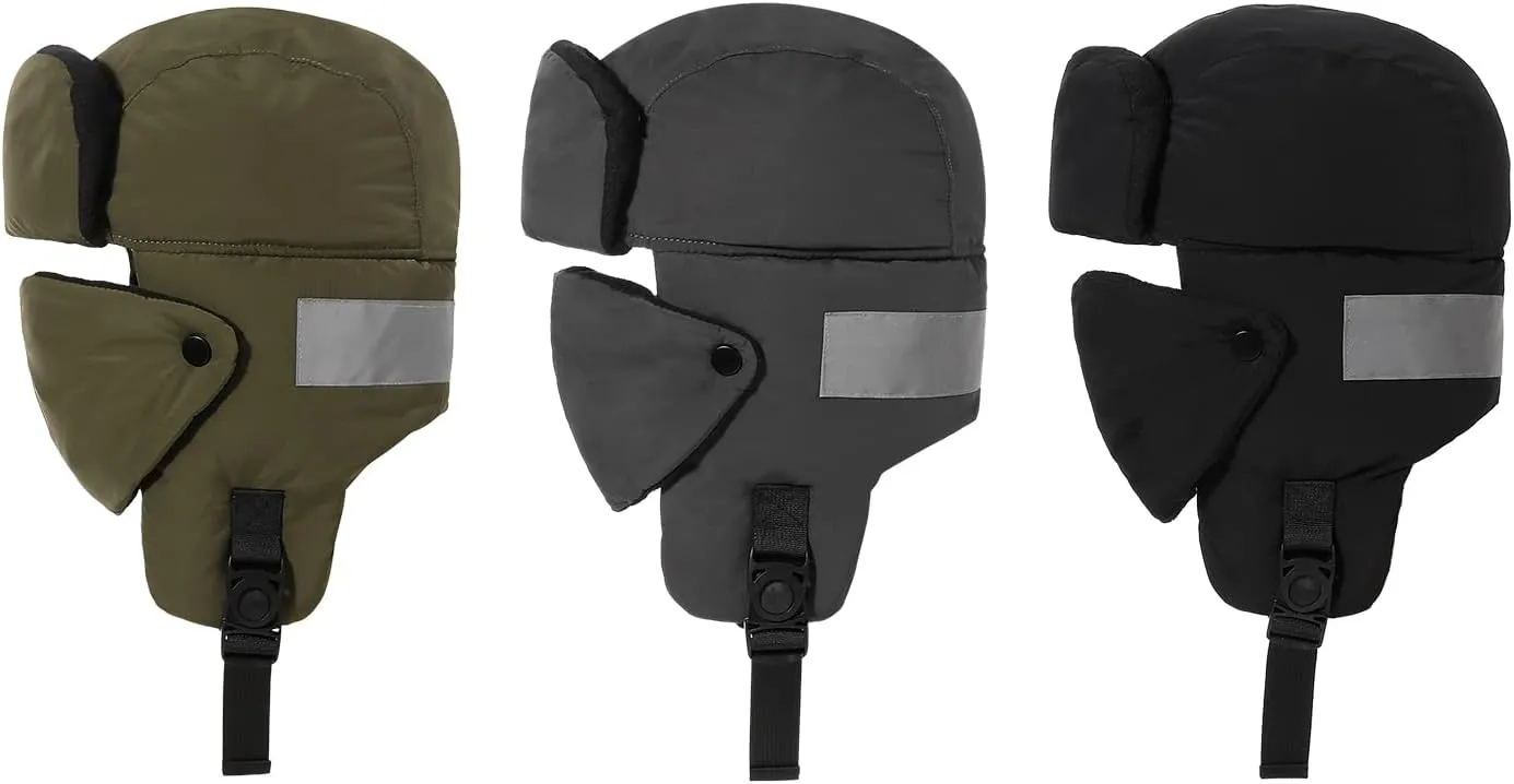 Clakllie Waterproof Trapper Hat with Earflaps Facemask Winter Ushanka Russian Eskimo Cap Warm Trooper Hats for Skiing