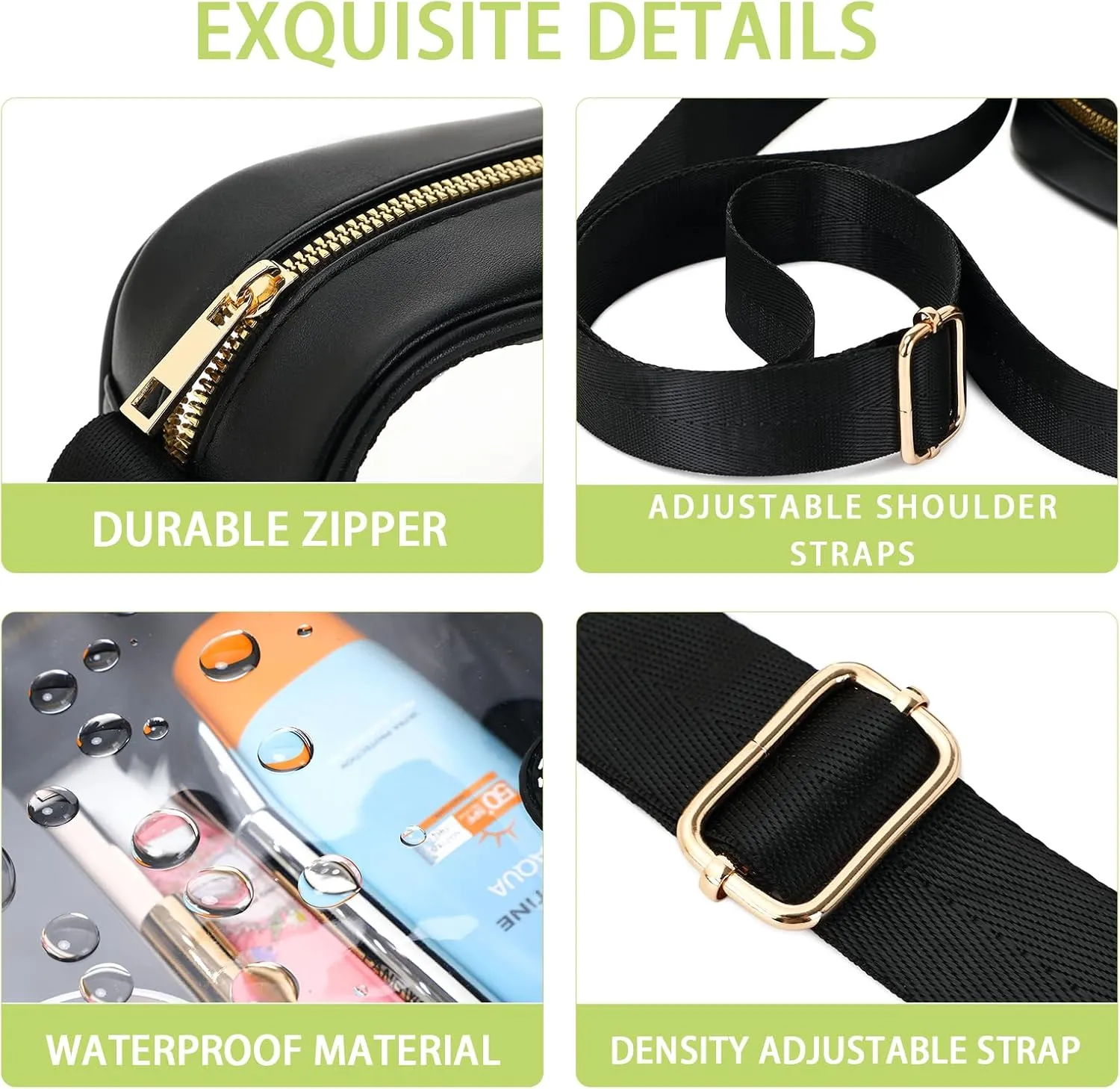 Clear Bag Stadium Approved Clear Crossbody Fanny Purse Transparent Bag for Concerts Sports Festivals