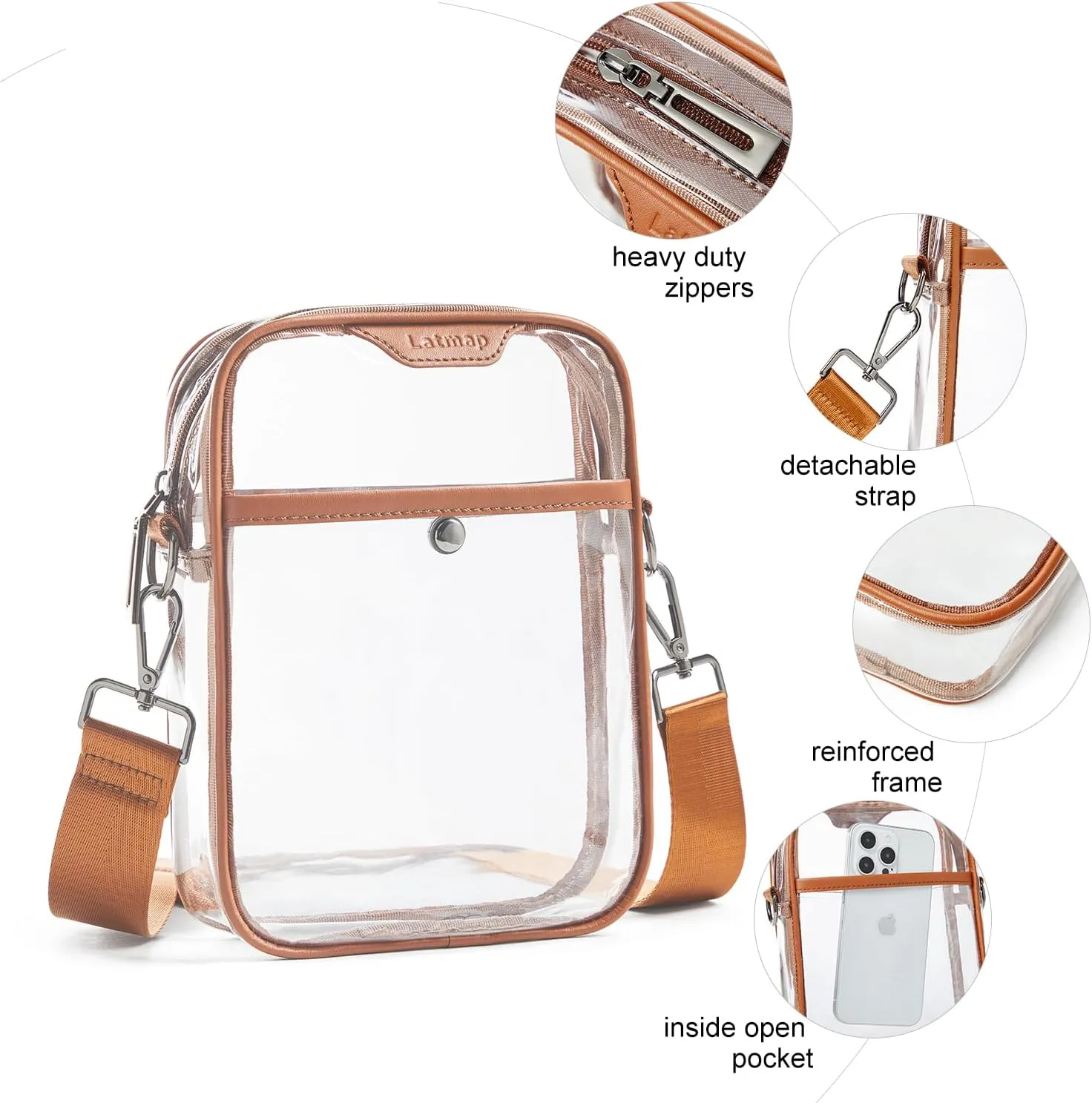 Clear bags Stadium Approved Crossbody Sling Bag Fanny Pack Backpack Purses for Women Men Belt bag for stadium events
