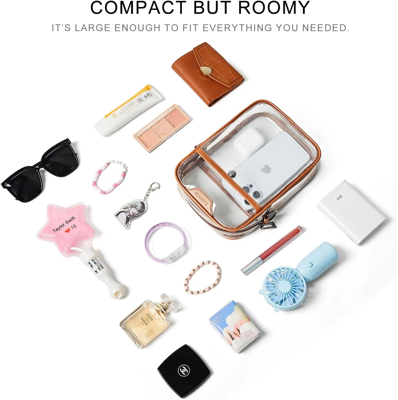 Clear bags Stadium Approved Crossbody Sling Bag Fanny Pack Backpack Purses for Women Men Belt bag for stadium events