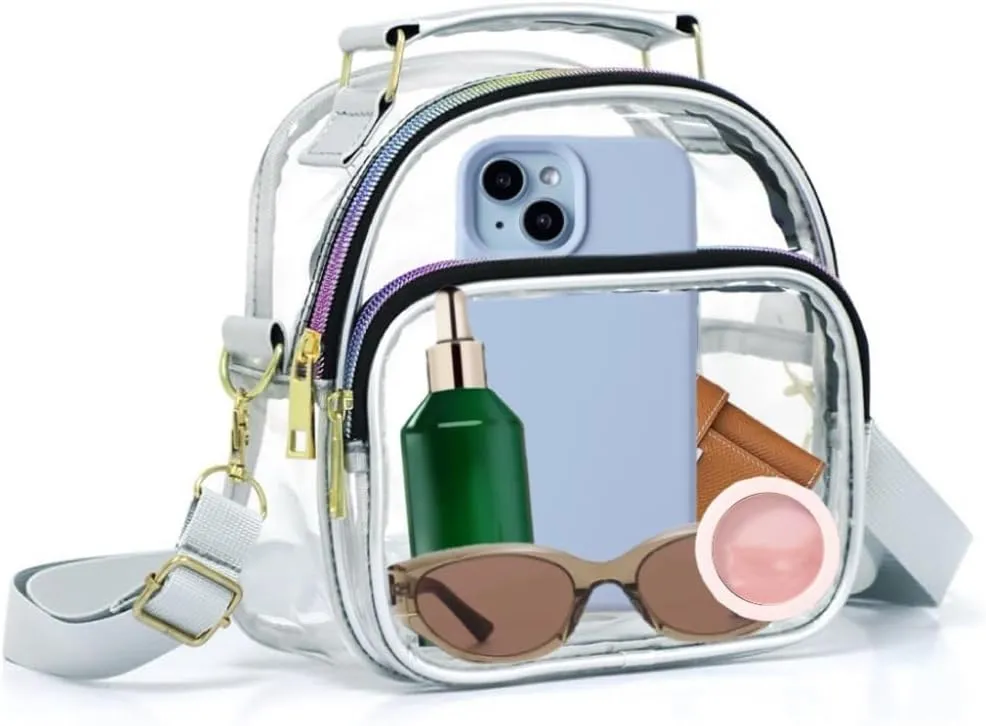 Clear Crossbody Bag, Clear Bag for Stadium Transparent Bag Clear Purse for Concerts Sports Festivals