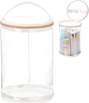 Clear Lotion Bag for Toiletry Cylinder Makeup Bag Heavy Duty Sunscreen Travel Organizer Pouch Waterproof Cosmetic Bag with Handle Zipper Gift for Christmas Beach Pool Airport Women(White)