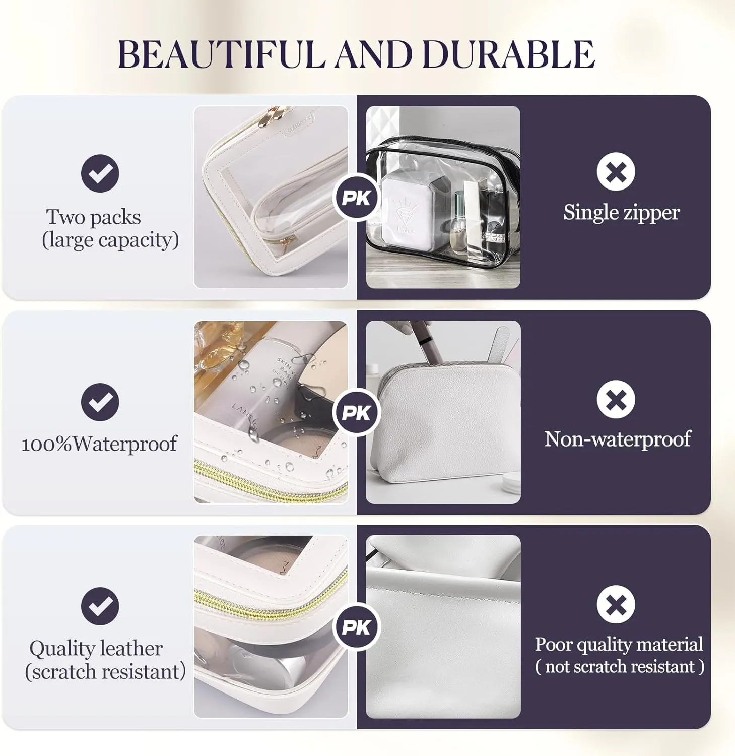 Clear Makeup Bag Cosmetic Travel Bag With Double Sided Zipper Waterproof Toiletry Bag for Women Business or Personal Travel Essentials