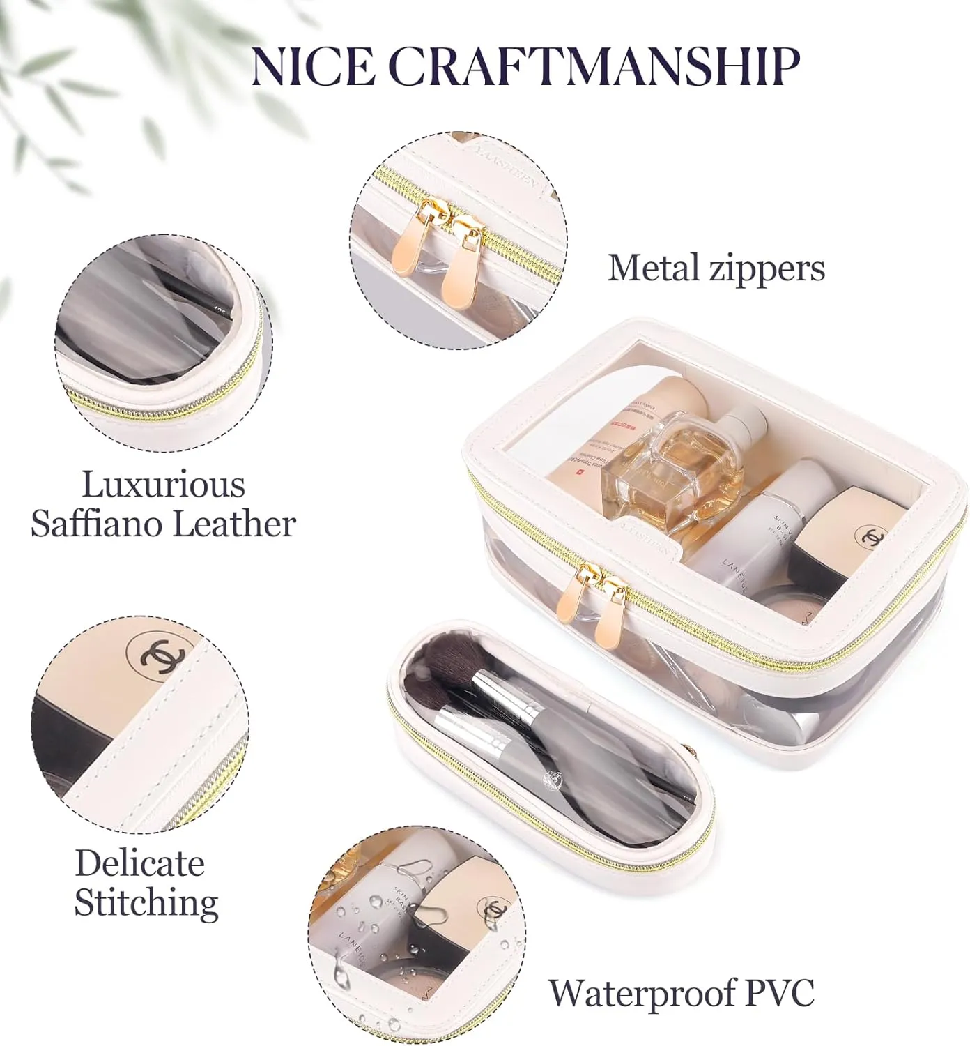 Clear Makeup Bag Cosmetic Travel Bag With Double Sided Zipper Waterproof Toiletry Bag for Women Business or Personal Travel Essentials