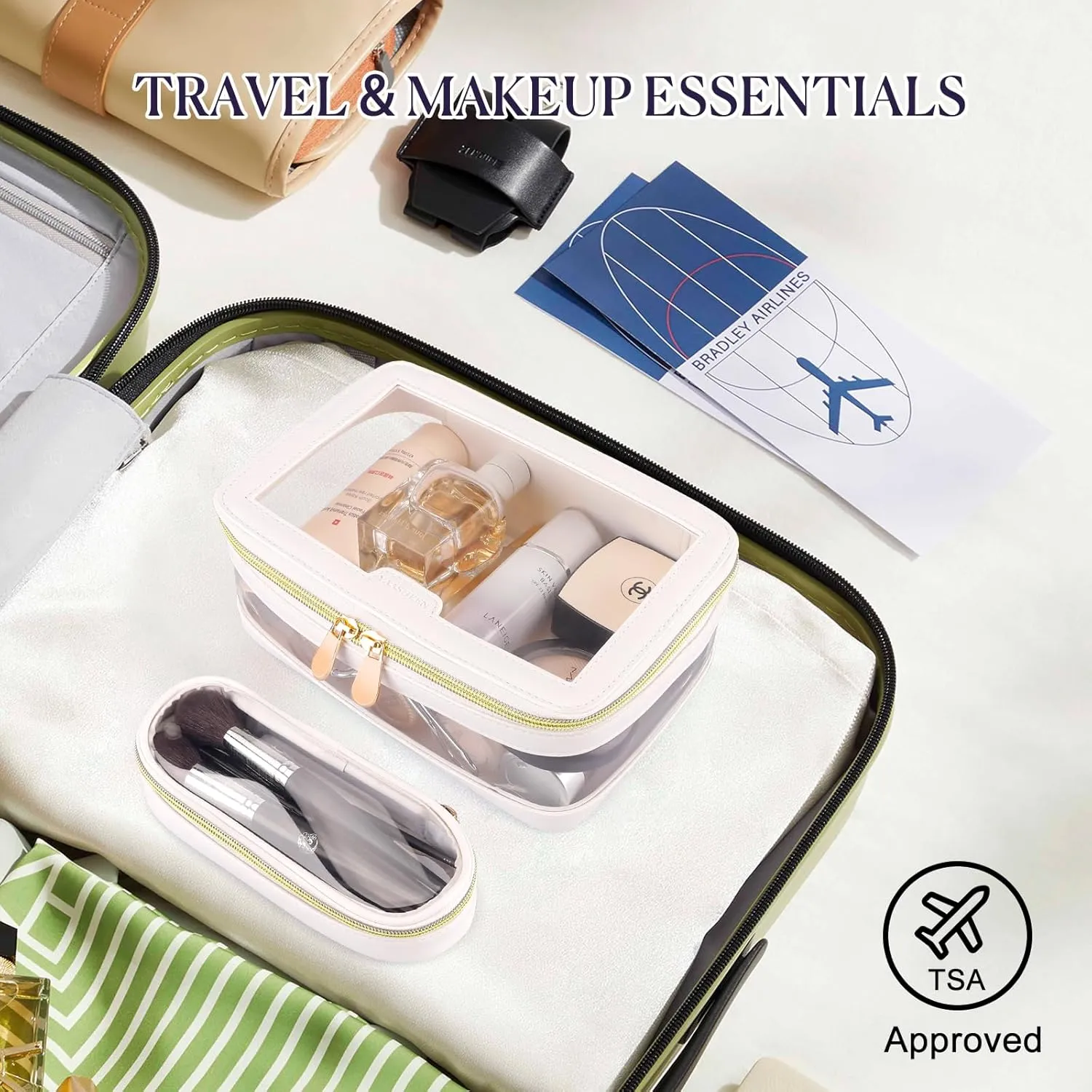 Clear Makeup Bag Cosmetic Travel Bag With Double Sided Zipper Waterproof Toiletry Bag for Women Business or Personal Travel Essentials