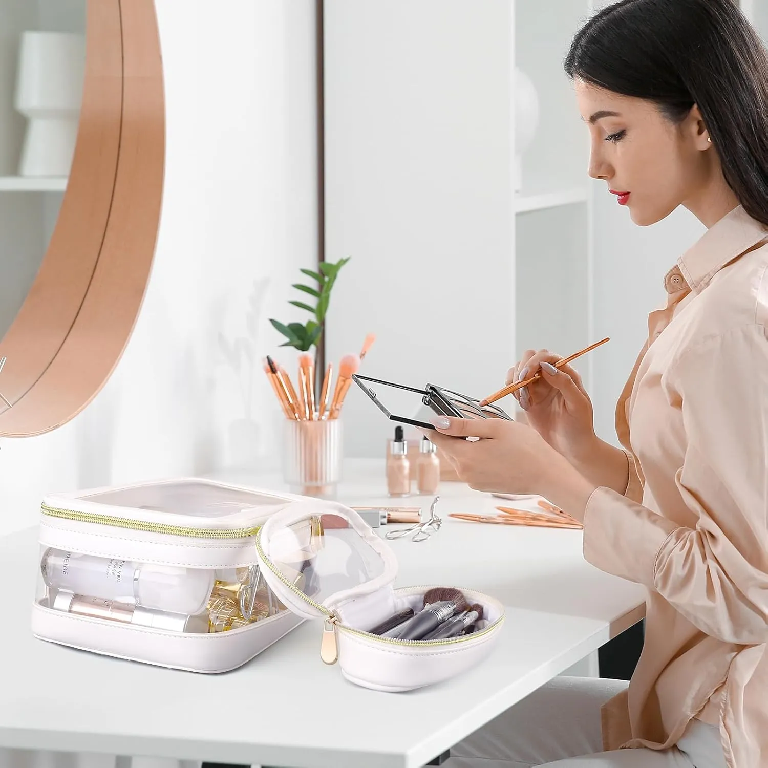Clear Makeup Bag Cosmetic Travel Bag With Double Sided Zipper Waterproof Toiletry Bag for Women Business or Personal Travel Essentials