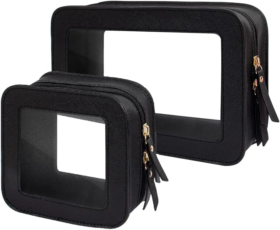 Clear Makeup Bag Set for Women, Travel Makeup Pouch Portable Waterproof Cosmetic Bags with Zipper Clear Toiletry Bag for Traveling Small Make up Pouch for Purse Mini Cosmetic Case Car Organizer Bag ﻿
