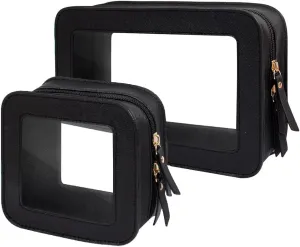 Clear Makeup Bag Set for Women, Travel Makeup Pouch Portable Waterproof Cosmetic Bags with Zipper Clear Toiletry Bag for Traveling Small Make up Pouch for Purse Mini Cosmetic Case Car Organizer Bag ﻿
