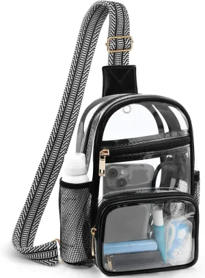 Clear Sling Bag for Women Stadium Approved Bag PVC Crossbody Backpack Transparent Chest Shoulder Daypack
