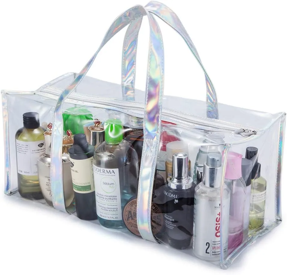 Clear Stadium Transparent Tote Large Beach Bag With Zipper for Women - Shopping and Carry