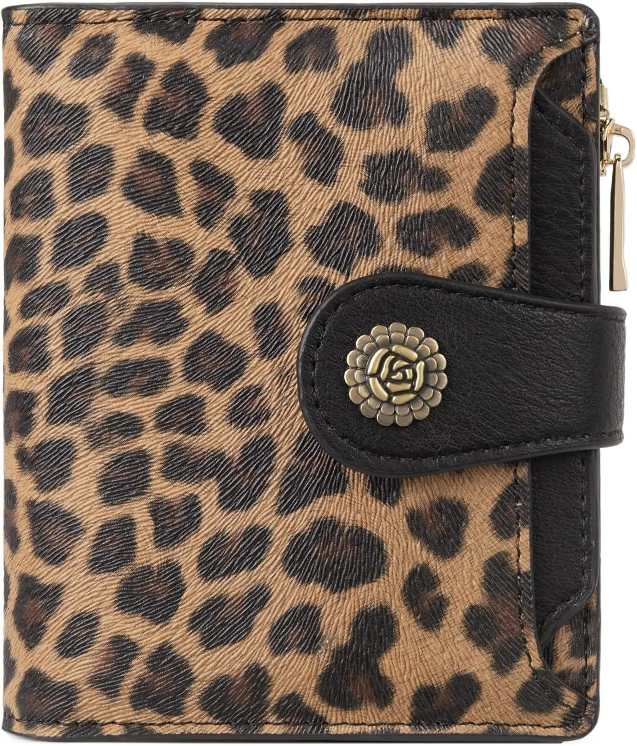 CLUCI Small Wallets for Women RFID Blocking Leather Trifold Compact Credit Card Holder with ID Window Ladies Zipper Coin Purse Leopard Pattern