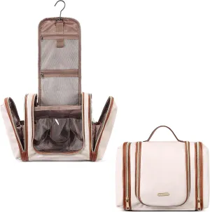 CLUCI Toiletry Bag Travel Bag with Hanging Hook Leather Makeup Cosmetic Bag Travel Organizer for Accessories Shampoo Container Toiletries