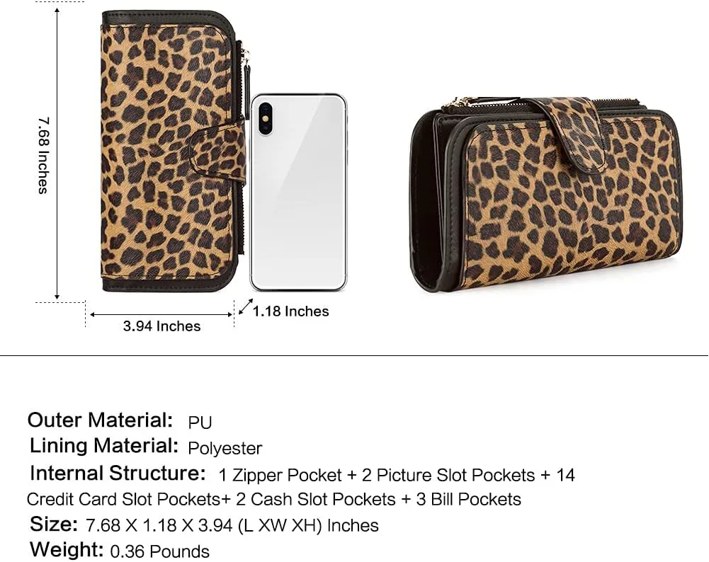 CLUCI Women Wallet Leather RFID Blocking Designer Trifold Card Holder Ladies Clutch with ID Window