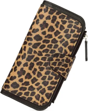 CLUCI Women Wallet Leather RFID Blocking Designer Trifold Card Holder Ladies Clutch with ID Window